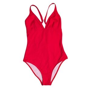 NWT Cupshe Red Plunging Slim & Sculpt Lace-Up Back One-Piece - S